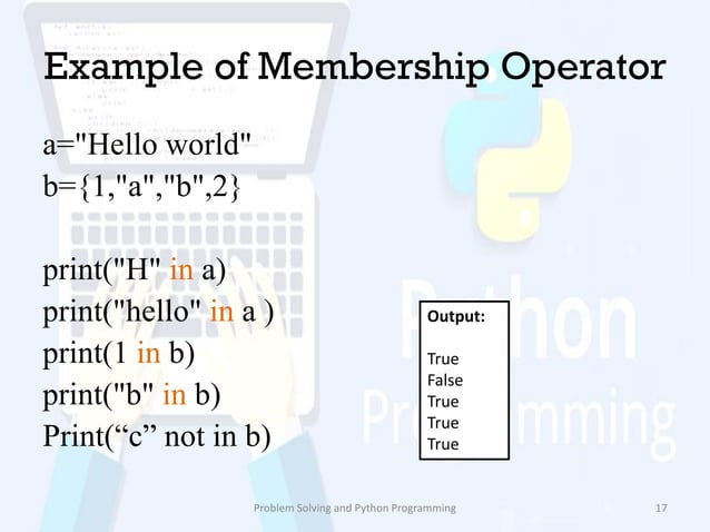 Operators in python
