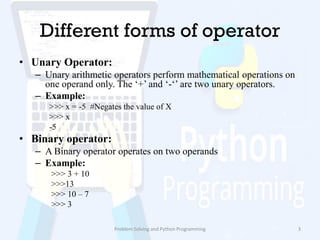 Operators in python | PPT