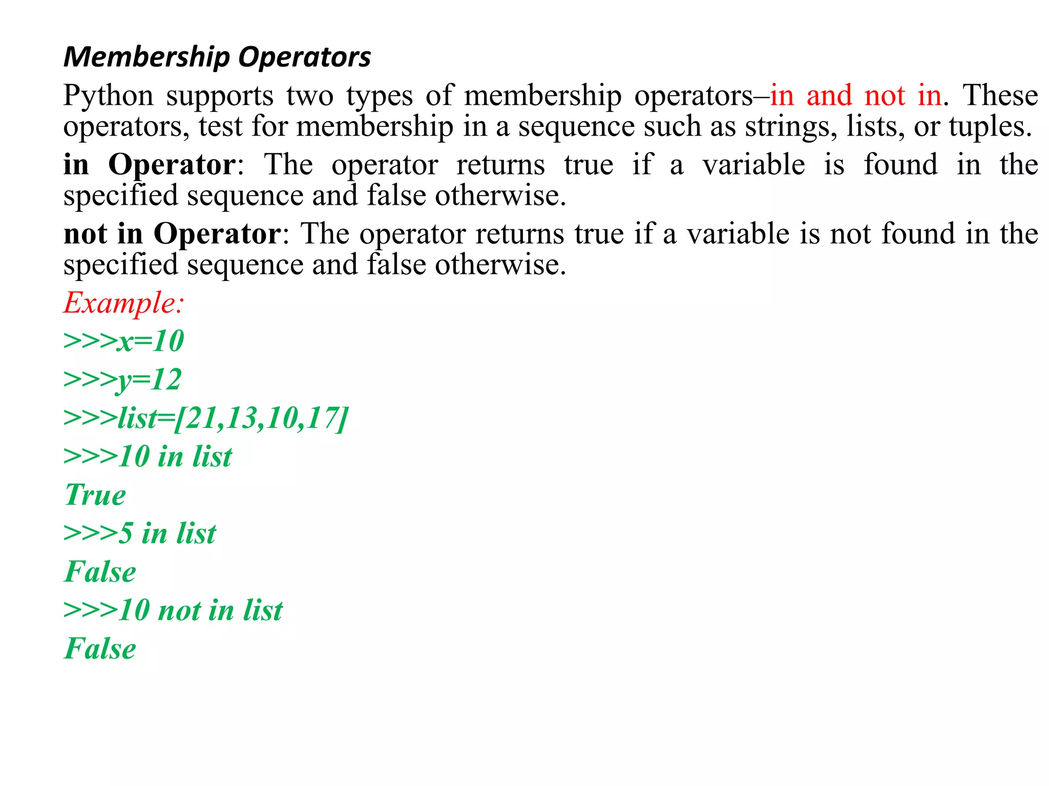 Operators in Python | PPTX