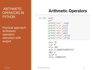 Operators in python | PPTX | Programming Languages | Computing