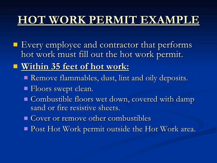 SAMPLE <strong>HOT WORK PERMIT</strong> - Acadia Insurance Hot work permit template