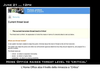 L’Home Office alza il livello della minaccia a “Critico” 