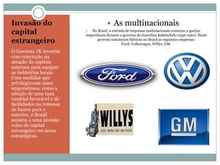 Indicadores sociais do Gov. JK