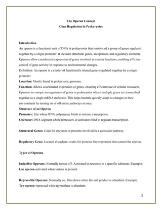 Regulation of gene expression- Operon concept | PDF