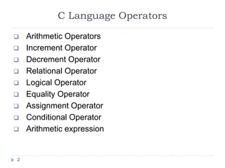 Operators in C Programming | PPT