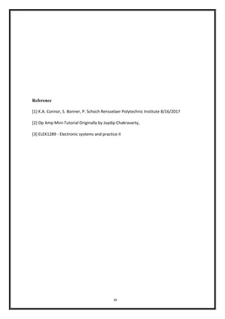 39
Reference
[1] K.A. Connor, S. Bonner, P. Schoch Rensselaer Polytechnic Institute 8/16/2017
[2] Op Amp Mini-Tutorial Originally by Joydip Chakravarty,
[3] ELEK1289 - Electronic systems and practice II
 