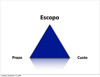 Escopo




              Prazo                   Custo



Tuesday, December 15, 2009
 