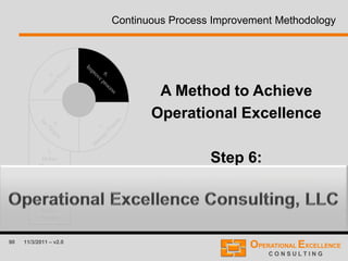 90 11/3/2011 – v2.0
Continuous Process Improvement Methodology
3.
Define
Measures
2.
Map
Process
1.
Define
Process
A Method to Achieve
Operational Excellence
Step 6:
IMPROVE PROCESS
 