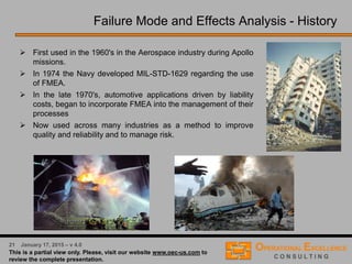 11 April 9, 2016 – v 5.0
“Process Risk Analysis & Mistake Proofing” Agenda
1. Introduction to
Mistake-Proofing
(≈ 30 min)
2. Process Mapping &
Exercise (≈ 90 min)
3. Cause & Effect
Matrix & Exercise
(≈ 60 min)
4. Process FMEA &
Exercise
(≈ 60 min)
5. Risk Analysis &
Exercise (≈ 30 min)
6. Human Errors
and Poka-Yoke &
Exercise (≈ 60 min)
7. Process Control
Plan & Exercise
(≈ 60 min)
 