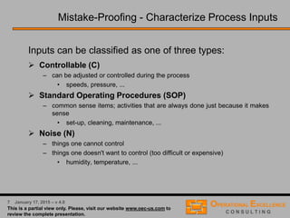 4 April 9, 2016 – v 5.0
“Process Risk Analysis & Mistake Proofing” Agenda
1. Introduction to
Mistake-Proofing
(≈ 30 min)
2. Process Mapping &
Exercise (≈ 90 min)
3. Cause & Effect
Matrix & Exercise
(≈ 60 min)
4. Process FMEA &
Exercise
(≈ 60 min)
5. Risk Analysis &
Exercise (≈ 30 min)
6. Human Errors
and Poka-Yoke &
Exercise (≈ 60 min)
7. Process Control
Plan & Exercise
(≈ 60 min)
 