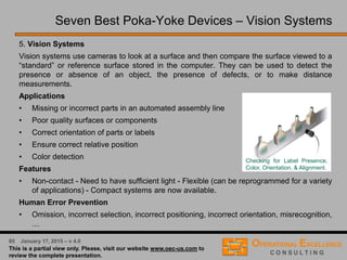 43 April 9, 2016 – v 5.0
The Four Types of FMEAs
 System FMEA is used to analyze systems and sub-systems in early
concept and design stage. A System FMEA focuses on potential failure
modes between the functions of the system caused by system deficiencies.
It includes the interactions between systems and elements of the system.
 Design FMEA analyses products before they are released to manufacturing.
A Design FMEA focuses on failure modes caused by design deficiencies.
 Process FMEA analyses manufacturing and assembly processes. A
Process FMEA focuses on failure modes caused by manufacturing, service
or transactional process deficiencies.
 Service FMEA analyses services before they reach the customer. A Service
FMEA focuses on failure modes caused by system or process deficiencies.
Failure Mode and Effects Analysis → The Four Types
 