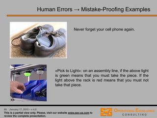 45 April 9, 2016 – v 5.0
Benefit of a Process FMEA
The benefits of the Process FMEA are:
 assists in the analysis of the manufacturing or business process, and
 identifies process deficiencies and offers a corrective action plan,
 identifies the critical and/or significant characteristics and helps in
developing process control plans,
 establishes a priority of corrective actions,
 documents the rationale for changes.
Process Failure Mode and Effect Analysis → Benefits
 