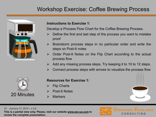 8 April 9, 2016 – v 5.0
Process inputs can be categorized using the 6Ms
 Manpower
 Machine
 Materials
 Methods
 Measurement
 Mother Nature
Process Inputs & The 6Ms
 