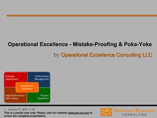 1 April 9, 2016 – v 5.0
Lean Six Sigma Mistake-Proofing Process
by Operational Excellence Consulting LLC
 
