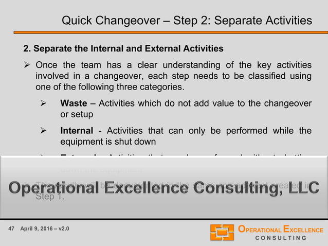 Lean Quick Changeover (SMED) Training Module | PDF | Manufacturing ...