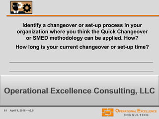 Lean Quick Changeover (SMED) Training Module | PDF