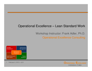 1 April 9, 2016 – v3.0
Lean Standard or Standardized Work
by Operational Excellence Consulting LLC
 