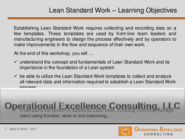 lean standard or standardized work training module standard work template for office