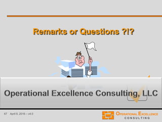 67 April 9, 2016 – v4.0
Remarks or Questions ?!?
 