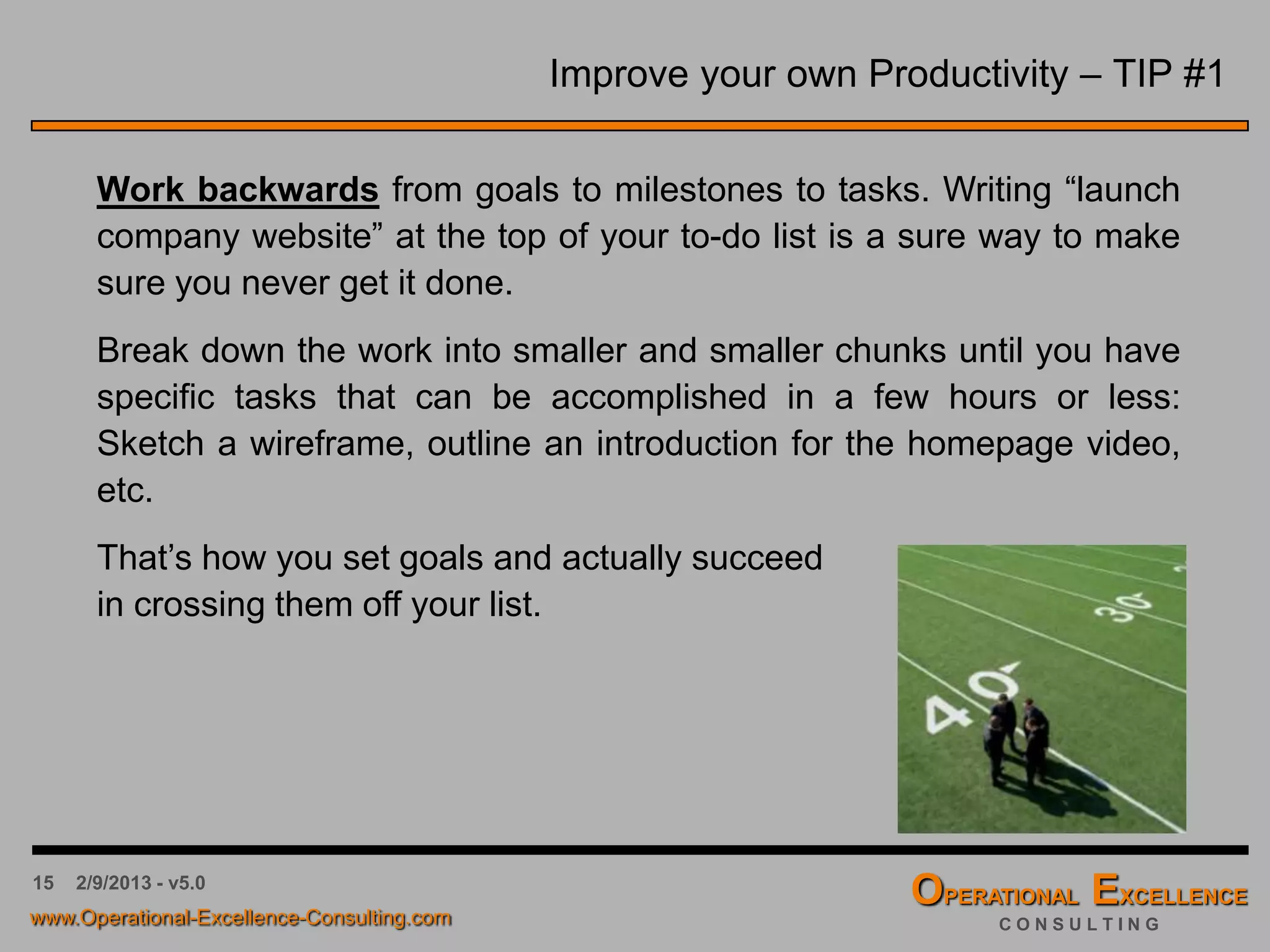 15
Strategic Planning: Vision, Goals & Objectives
Goal #1: Land on the moon and return
safely to earth by the end of the decade.
…
Vision: Have the most advance
and successful Space Program
in the world.
Objective #1.1
Develop safe launch and
reentry vehicles
Objective #1.x
Maintain a ground
infrastructure
 