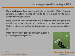 15
Strategic Planning: Vision, Goals & Objectives
Goal #1: Land on the moon and return
safely to earth by the end of the decade.
…
Vision: Have the most advance
and successful Space Program
in the world.
Objective #1.1
Develop safe launch and
reentry vehicles
Objective #1.x
Maintain a ground
infrastructure
 