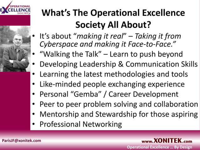 Operational Excellence Society Introductions | PPT