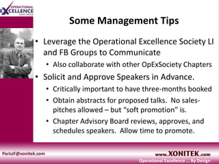 Operational Excellence Society Introductions | PPT