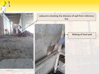 6/9/2014
Labourers checking the distance of wall from reference
line
Making of level pad
 