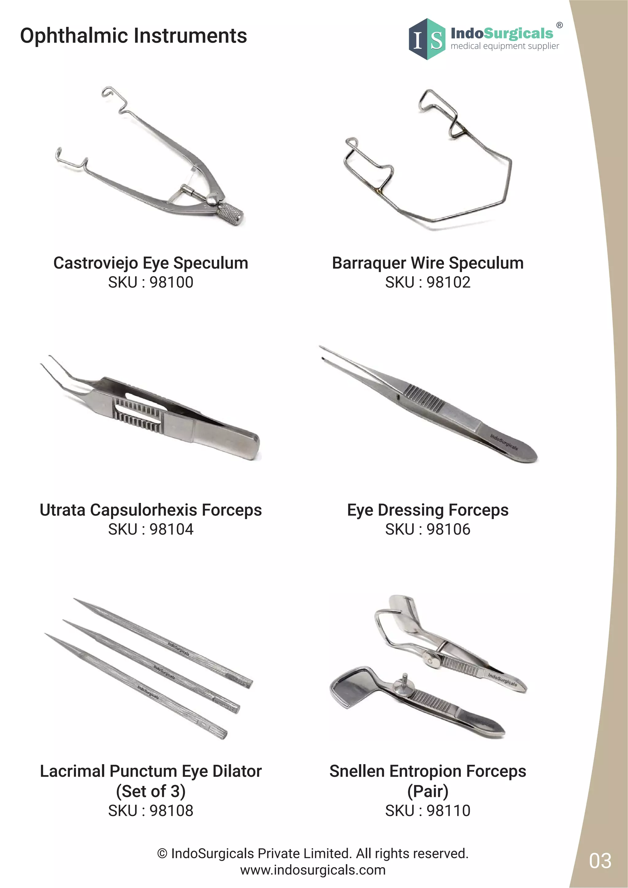 Ophthalmic Instruments Catalog IndoSurgicals Private Limited PDF