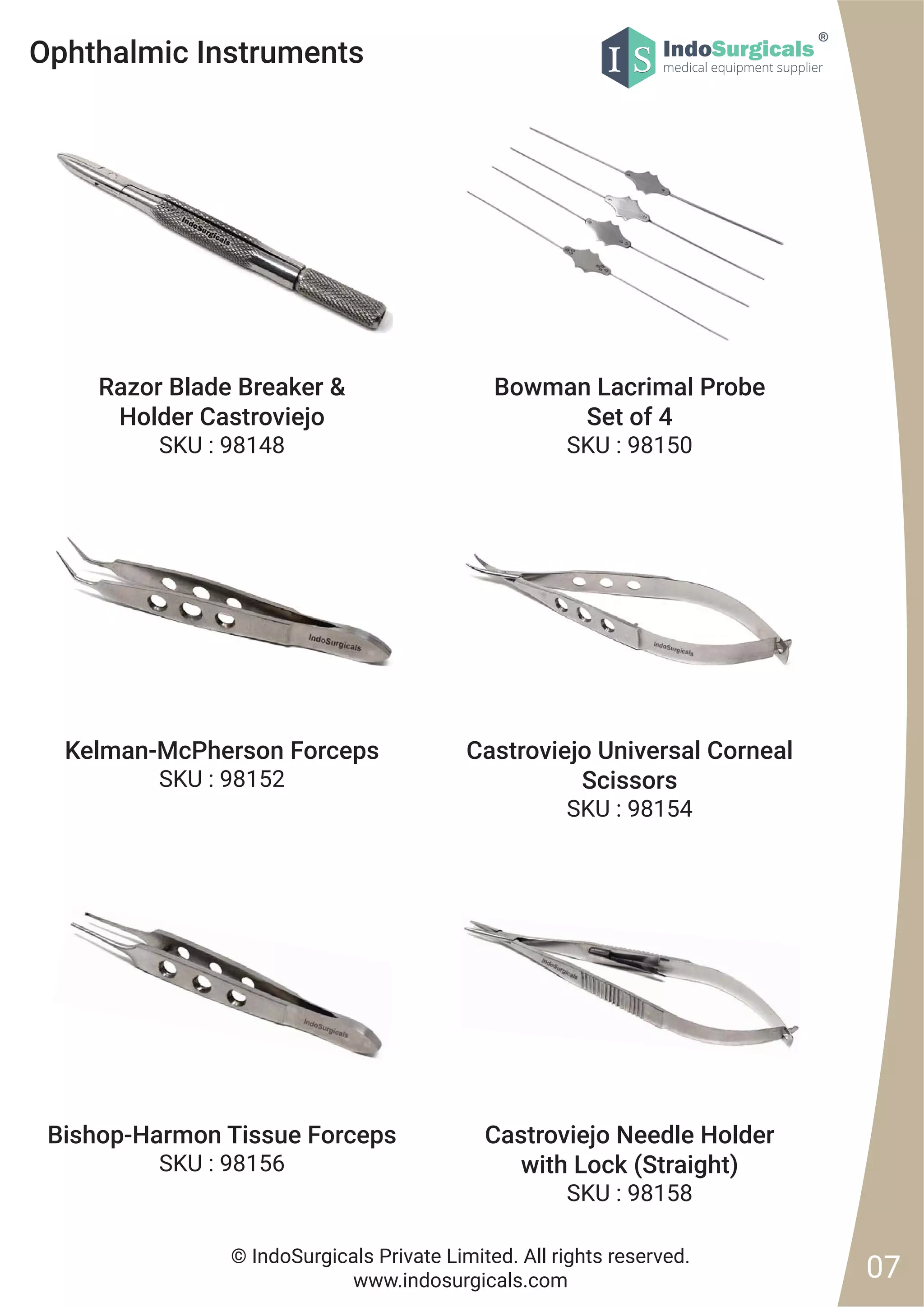 Ophthalmic Instruments Catalog IndoSurgicals Private Limited PDF