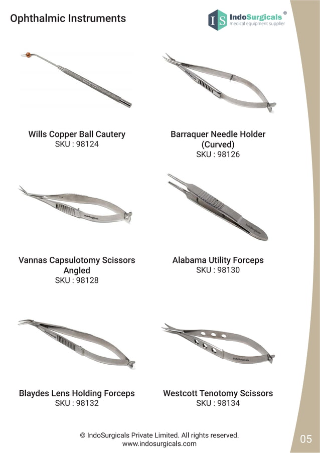 Ophthalmic Instruments Catalog IndoSurgicals Private Limited PDF