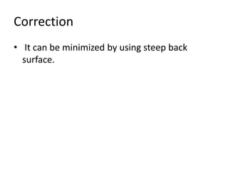 Correction
• It can be minimized by using steep back
surface.
 