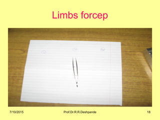 Limbs forcep
7/10/2015 18Prof.Dr.R.R.Deshpande
 