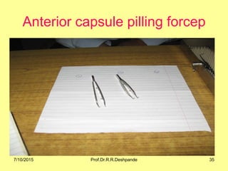 Anterior capsule pilling forcep
7/10/2015 35Prof.Dr.R.R.Deshpande
 
