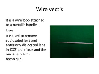 Wire Vector Lens Instrument Ophthalmology instruments for G.S.L. Medical College students | PDF