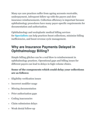 Denied Claim Collection Process Optimizing Ophthalmology Insurance Collections and Denial Management ...