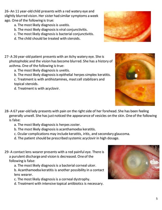 Ophthalmology notes MCQs & Answers PDF
