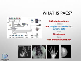 ONE single software
to access
ALL images and videos and
numeric data
from
ALL devices
from
ANY brand/manufacturer
WHAT IS PACS?
 