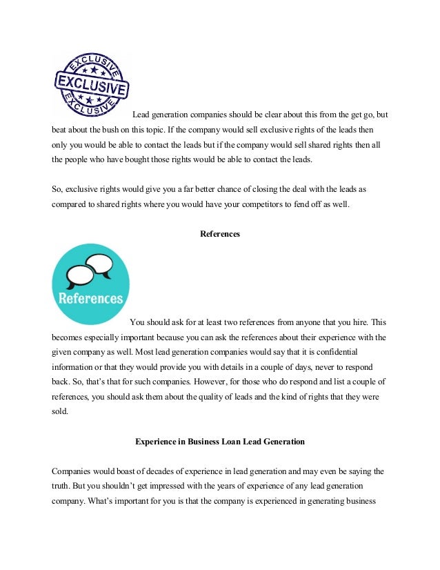 Questions to ask business loan lead generation companies