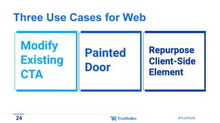 24 #TruthSells#TruthSells
Three Use Cases for Web
 