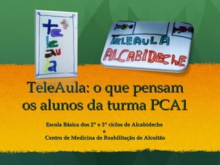 TeleAula: o que pensam
os alunos da turma PCA1
   Escola Básica dos 2º e 3º ciclos de Alcabideche
                          e
   Centro de Medicina de Reabilitação de Alcoitão
 