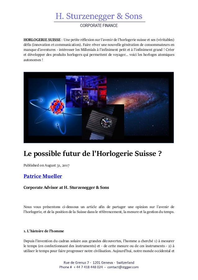 Le Possible Future De L Horlogerie Suisse Le Possible Future De L Horlogerie Suisse