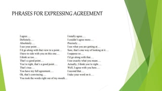 PHRASES FOR EXPRESSING AGREEMENT
 