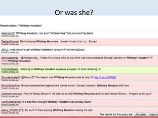 Or was she?




Sentment Analysis Symposium, San Francisco, October 2012
 