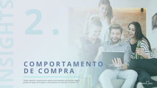 2 .
C O M P O R T A M E N T O
D E C O M P R A
*Neste capítulo, responderam apenas entrevistados que fizeram algum
pedido em apps de entregas e conveniência nos últimos 12 meses. ???
 