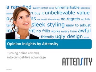 8/10/2010 Opinion Insights by Attensity Turning online reviews into competitive advantage 