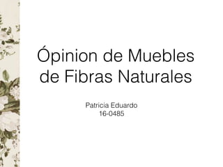 Ópinion de Muebles
de Fibras Naturales
Patricia Eduardo
16-0485
 