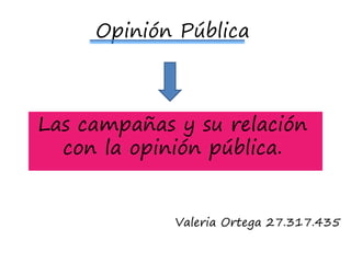 Opinión Pública
Las campañas y su relación
con la opinión pública.
Valeria Ortega 27.317.435
 