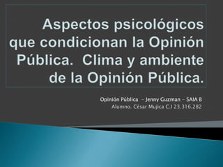 Opinión Pública - Jenny Guzman - SAIA B
Alumno. César Mujica C.I 23.316.282
 