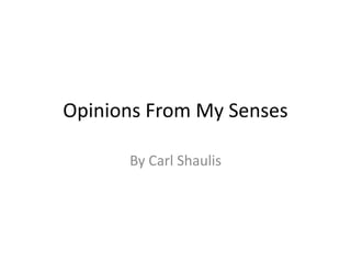 Opinions From My Senses

      By Carl Shaulis
 